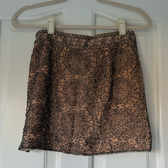 Karina Grimaldi Nude Beaded Mini Skirt - Picture 2 of 10